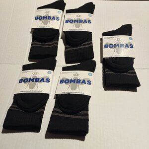 Bombas Mens Cotton Blend Crew Socks 5-Pack Black-Size:SMALL-NEW